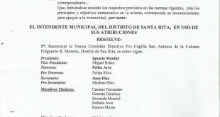Reconocimiento Comision Pro Capilla San Antonio Yatai