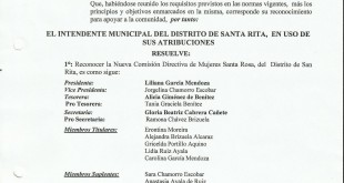 Reconocimiento Comision Mujeres Santa Rosa